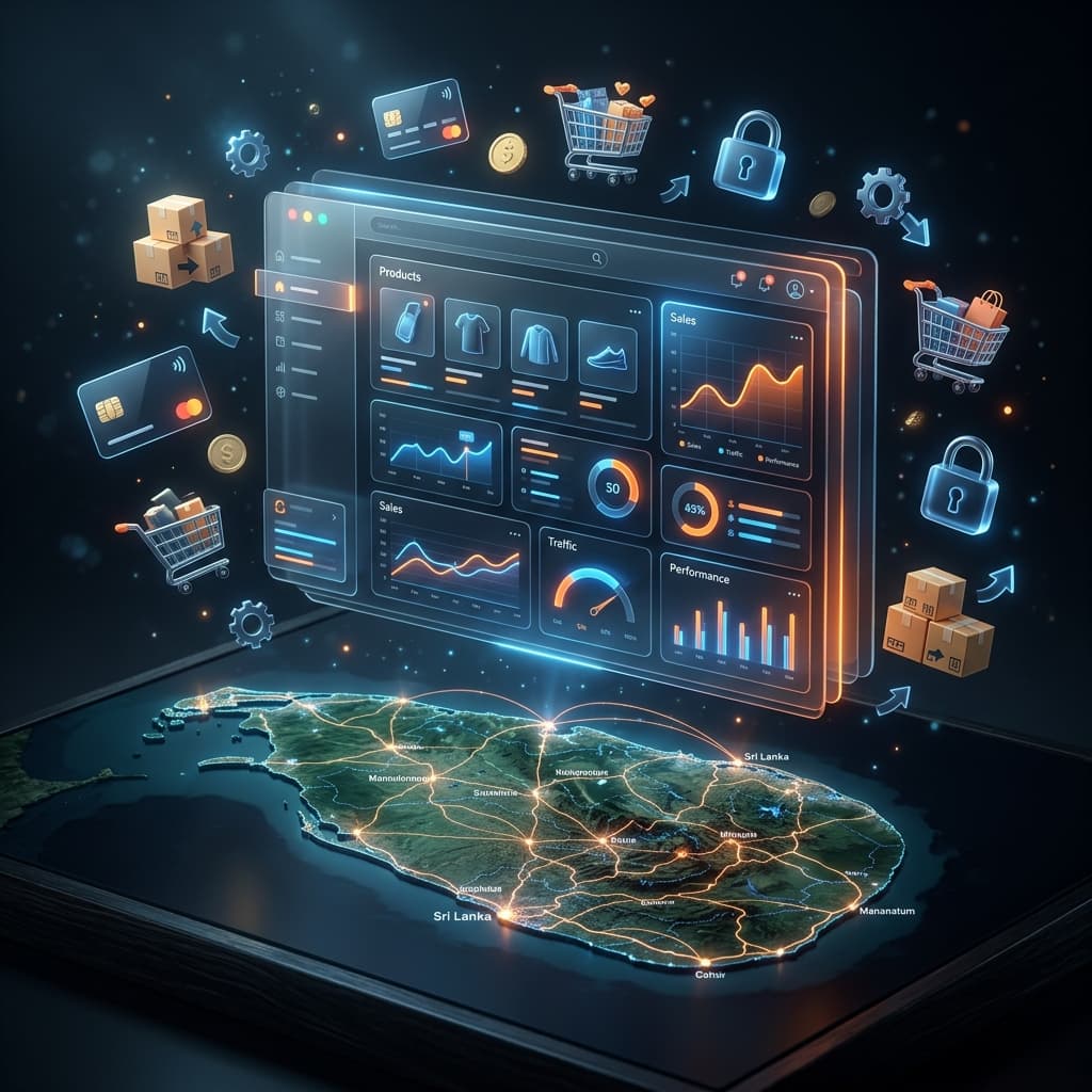 E-Commerce Website Development in Sri Lanka Dashboard Illustration